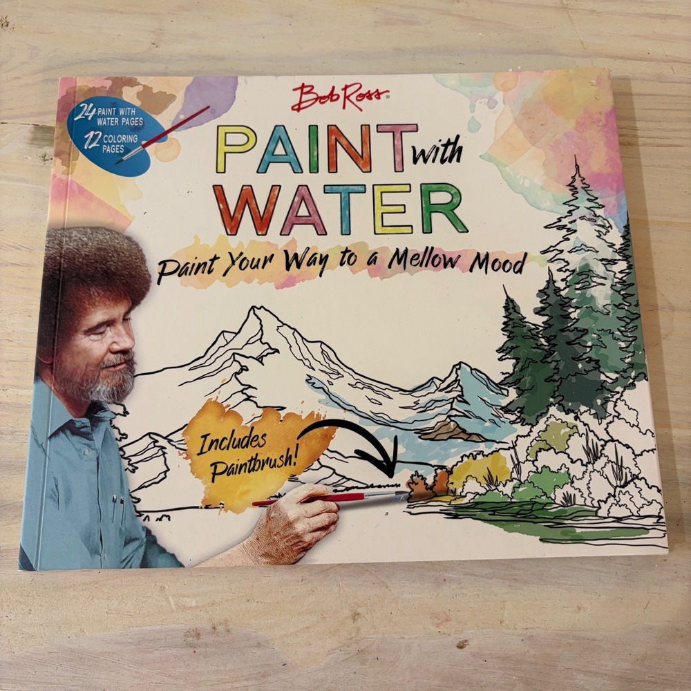 Bob Ross Paint with Water Activity Book Thunder Bay Press Includes Paintbrush
